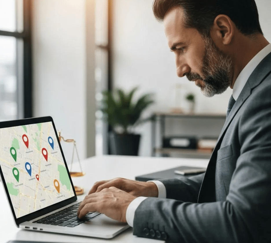 man viewing Google Business Map