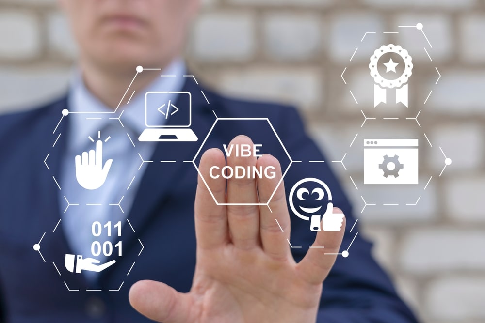 Vibe,Coding,Ai,Programming,Futuristic,Information,Technology,Concept.,Person,Using