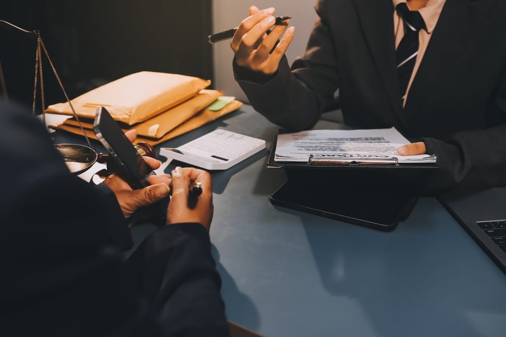 Judge,Gavel,With,Justice,Lawyers,Having,Team,Meeting,At,Law