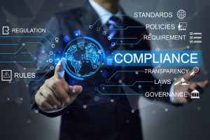 Compliance,Concept,Businessman,Pointing,On,Key,Of,Process,To,Products